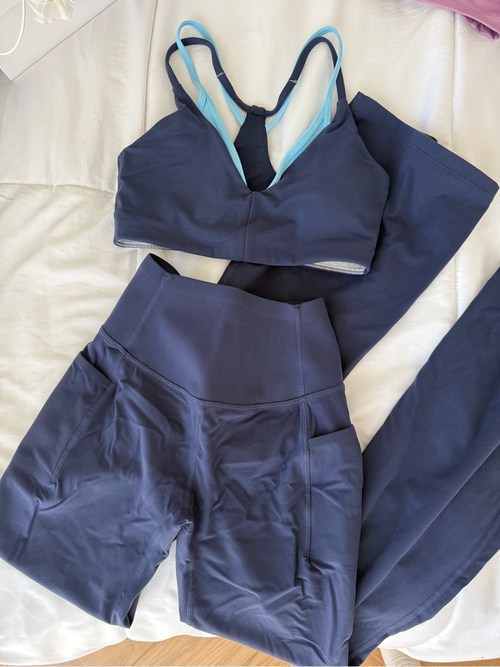 Women’s Navy High-Waist Active Flare & Sports Bra Set